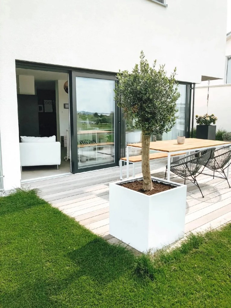 Kvetináč BLOCK, sklolaminát, 60x60x60 cm, biely mat