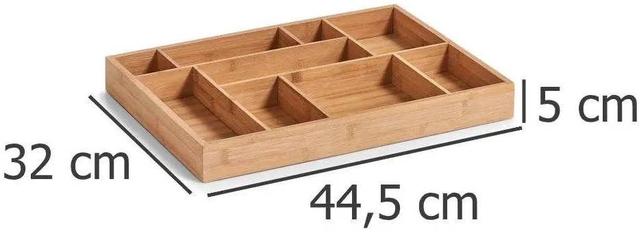 Organizér do šuplíku s přepážkami - 9 přihrádek, bambus ZELL 32 x 44 cm