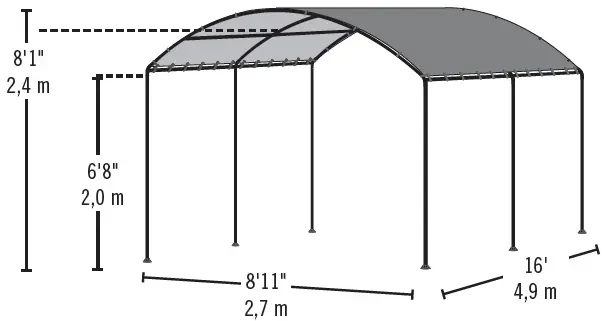 Plachtový prístrešok na auto 270 x 490 cm piesková Dekorhome