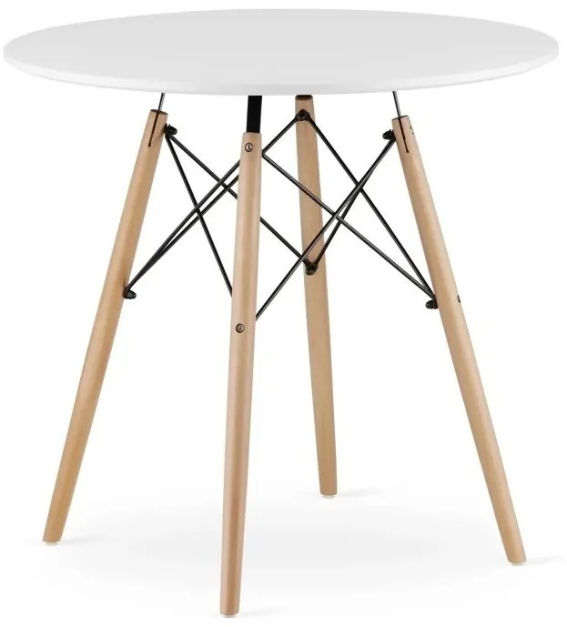 Jedálenská zostava TODI 80cm okrúhly stolový set biely + 4 stoličky LAGO sivé