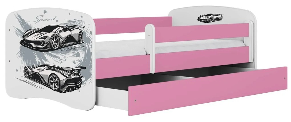 Detská posteľ Babydreams pretekárske auto ružová