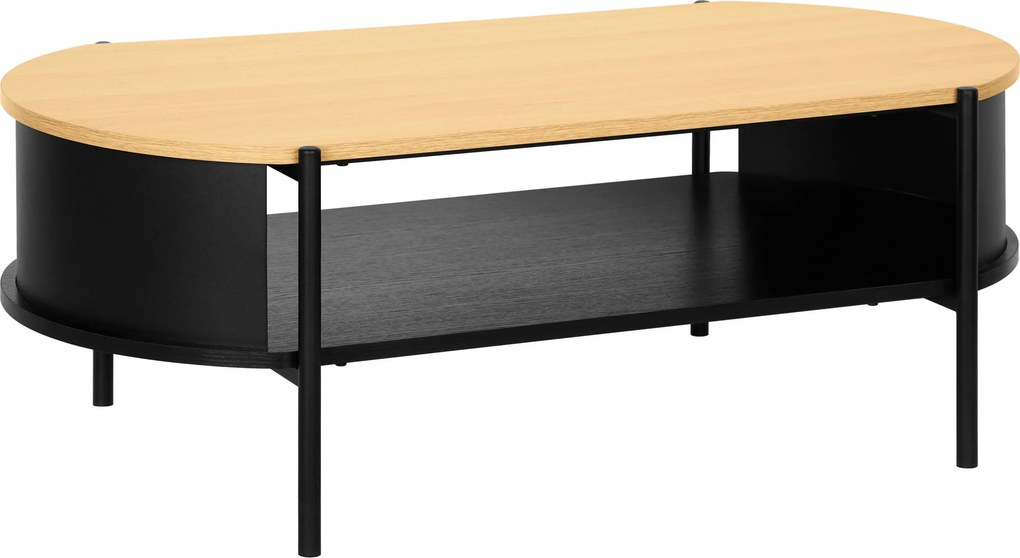 XXXLutz KONFERENČNÝ STOLÍK, prírodná farba, čierna, kov, kompozitné drevo, 100/54/36,5 cm Xora - Stolíky do obývačky - 007968035004