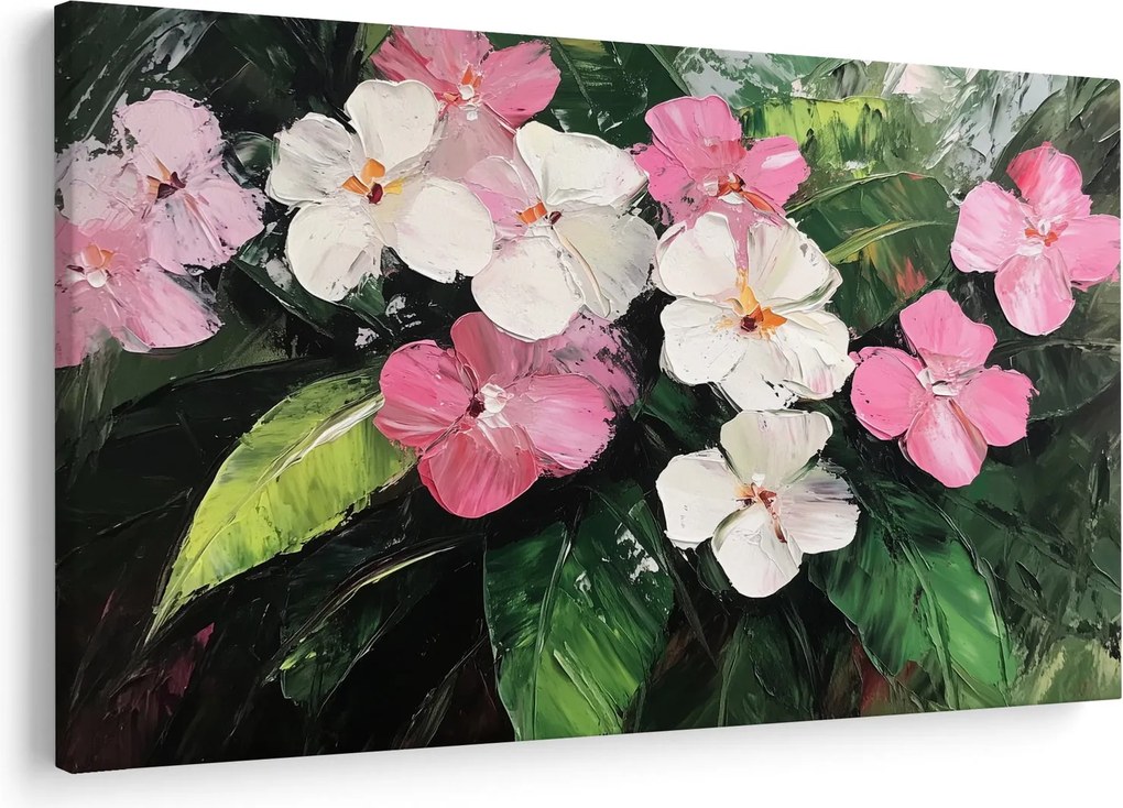 Obraz - Ružové a biele kvety (90x60 cm)