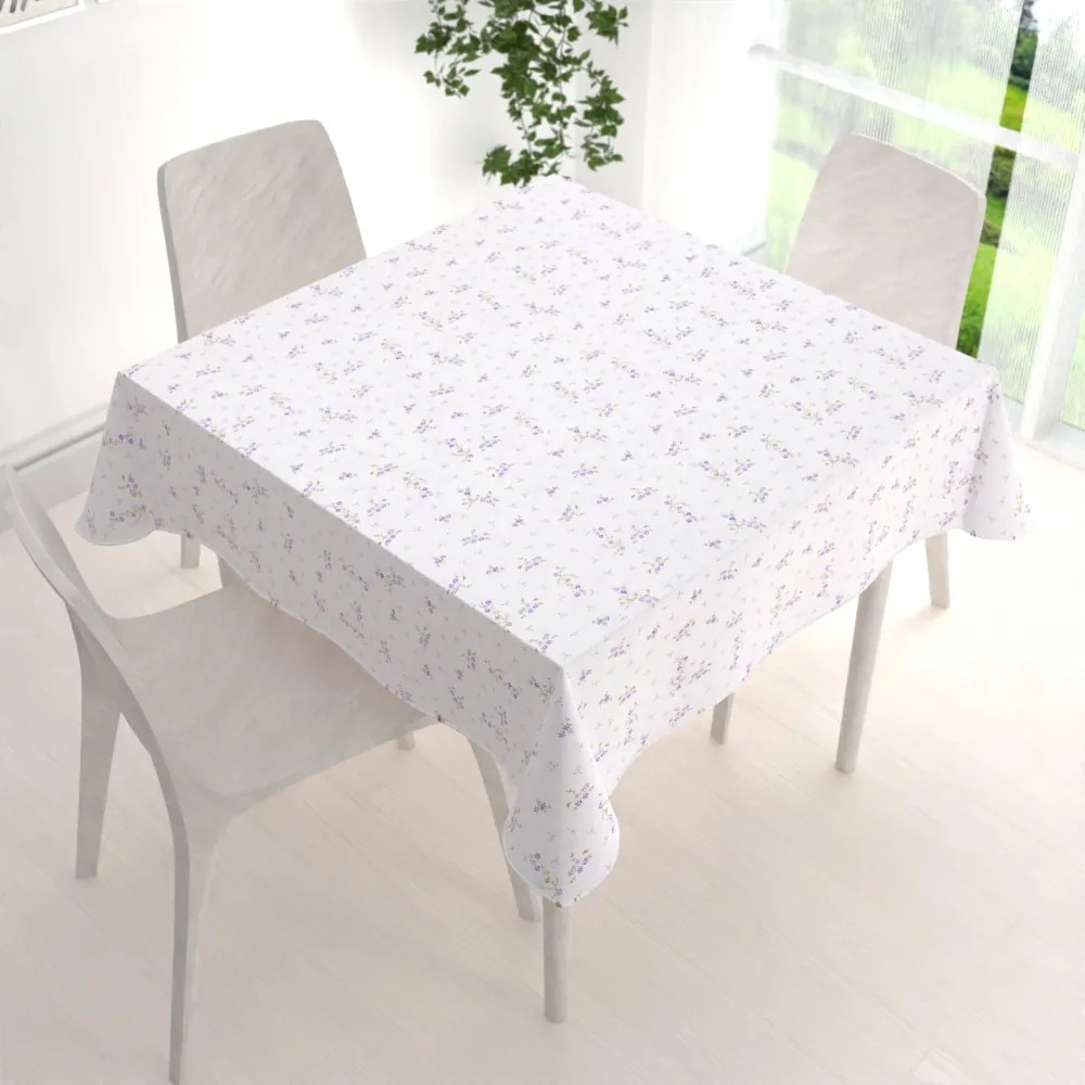 Biante Bavlnený štvorcový obrus Sandra SA-296 Drobné fialové kvety na bielom 80x80 cm
