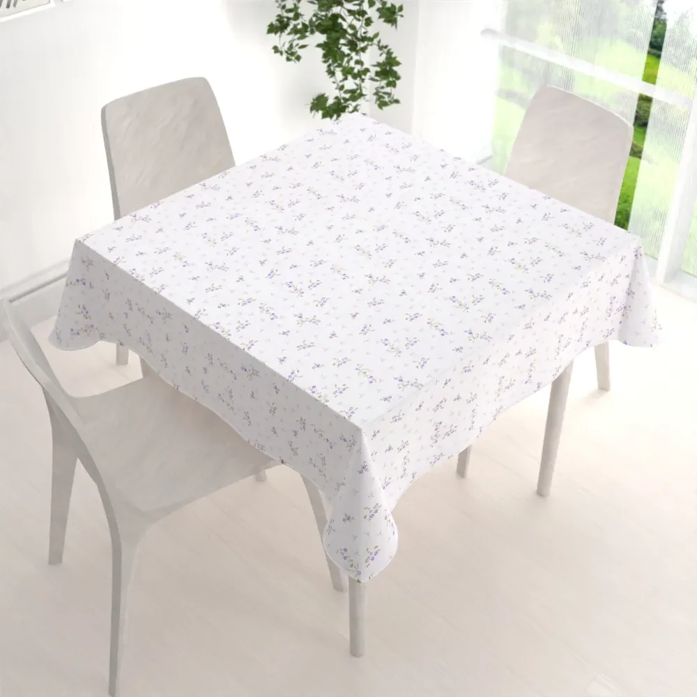 Biante Bavlnený štvorcový obrus Sandra SA-296 Drobné fialové kvety na bielom 90x90 cm