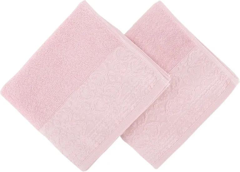 Sada 2 ružových uterákov z čistej bavlny Handy, 50 x 90 cm