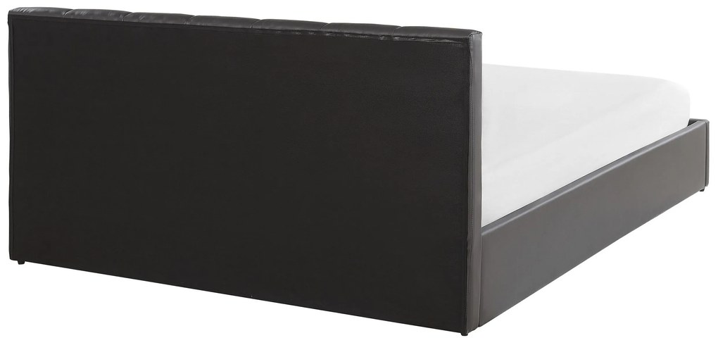 Posteľ z umelej kože s úložným priestorom 160 x 200 cm sivá DREUX Beliani