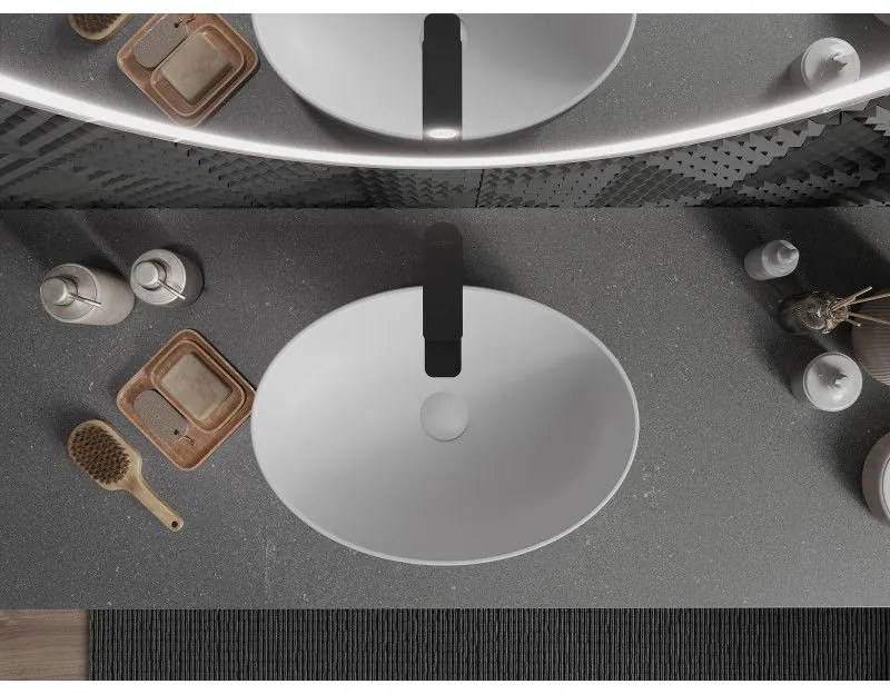 Mexen Cornelia, umývadlo na dosku 50 x 36 cm, platinová matná, 21885063