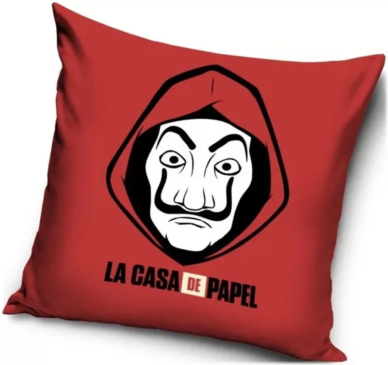 Vankúš Papierový dom - La casa de papel - Money Heist - červený 40 x 40 cm