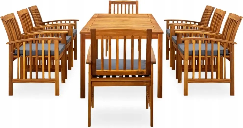 vidaXL 9-dielna sada záhradného nábytku s vankúšmi, akáciové drevo