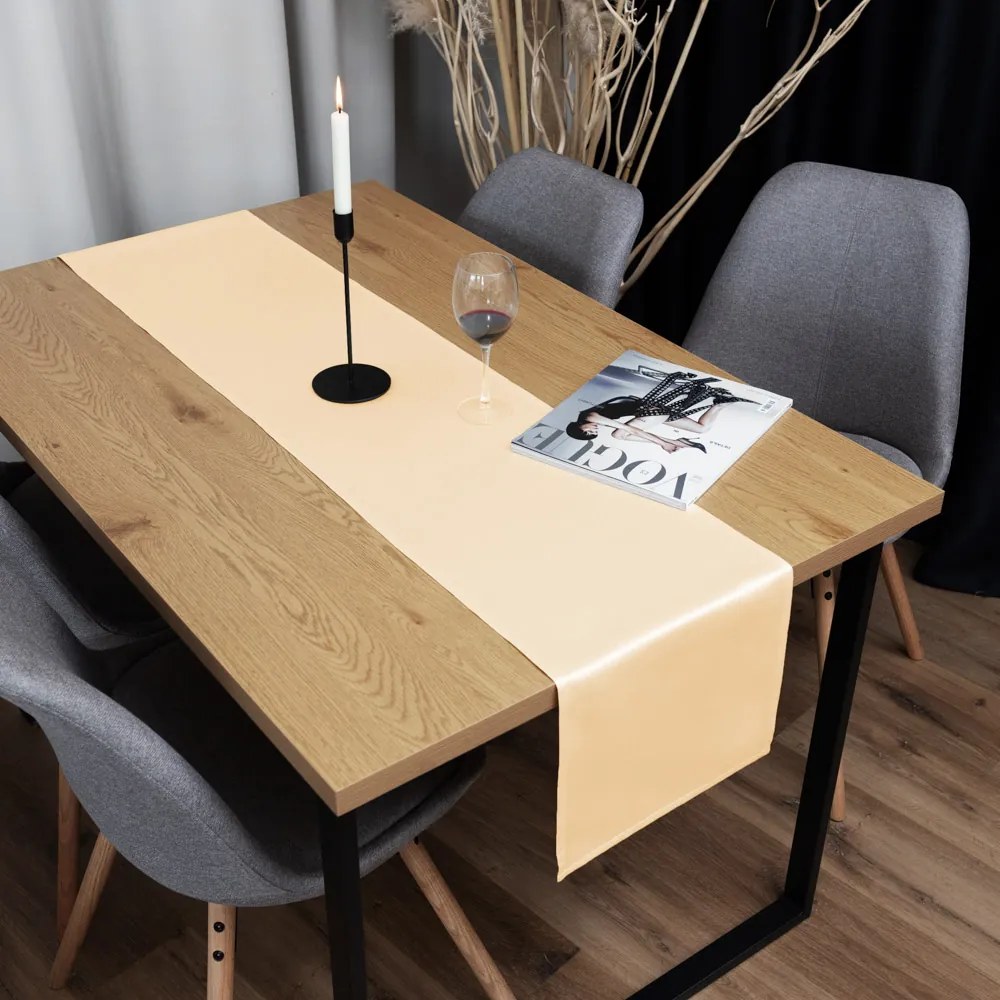 Biante Saténový behúň na stôl polyesterový Satén LUX-057 Béžový 45x140 cm