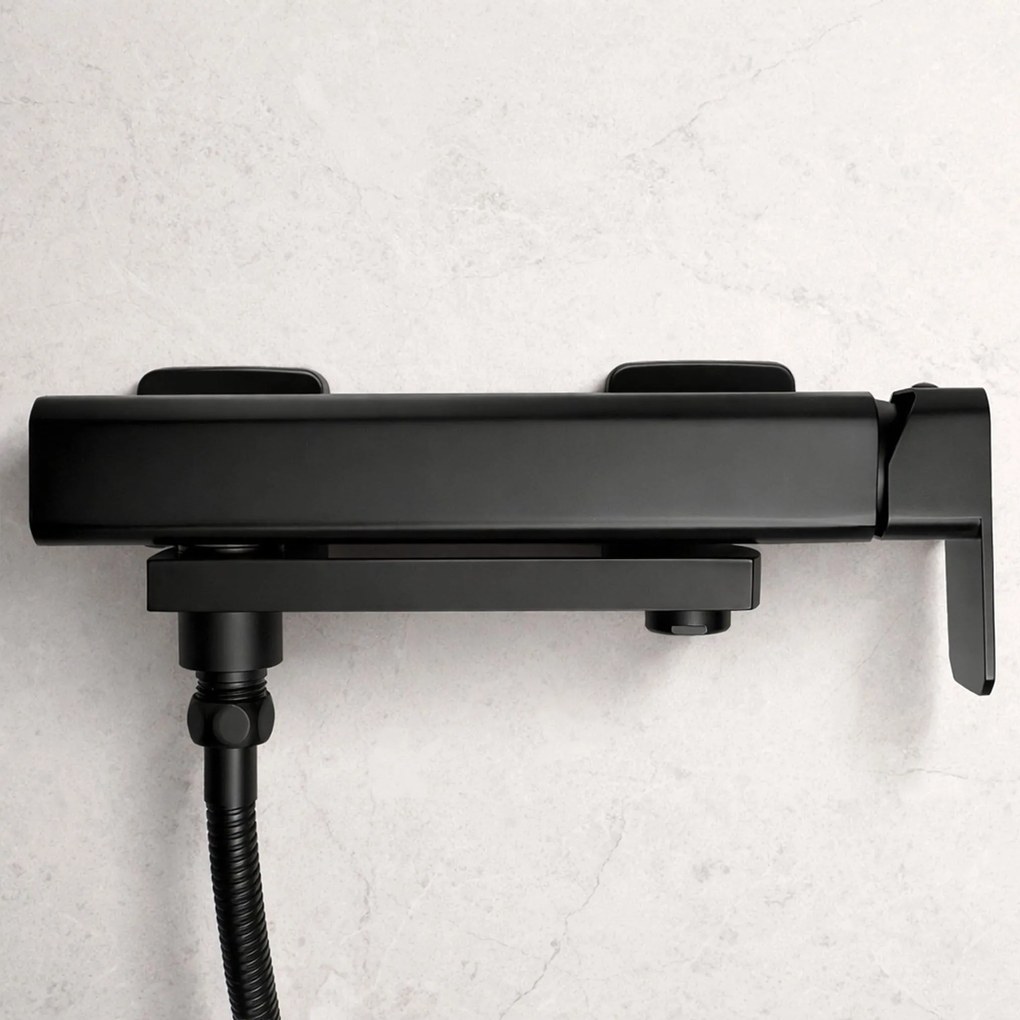 Rea Arlo, vaňová batéria s ručnou sprchovou súpravou, čierna matná, REA-B4590