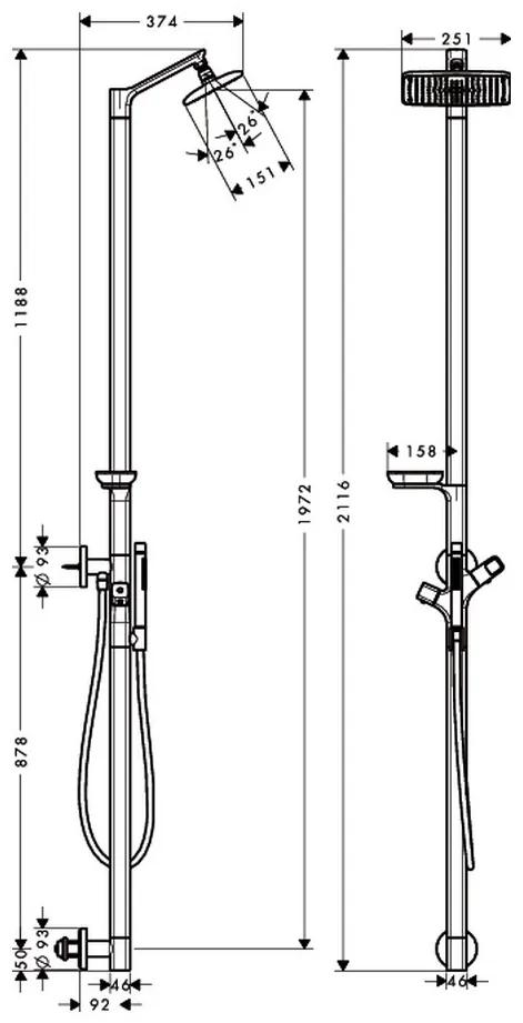 Axor Urquiola - Sprchový stĺp s termostatom, chróm 11901000 - Z VÝSTAVKY