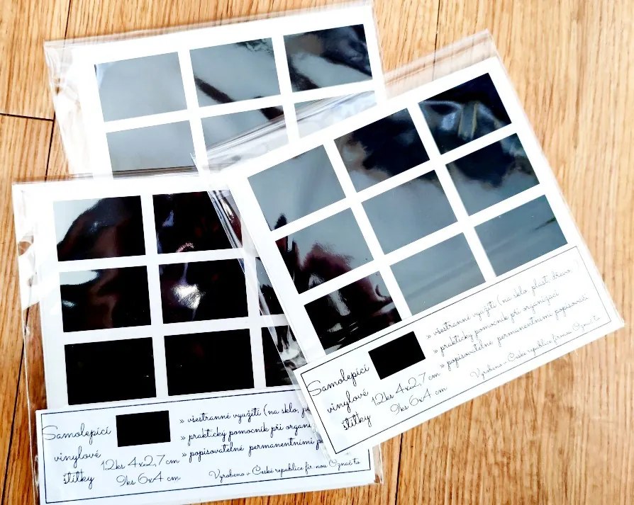 Sada štítkov / nálepiek, štítok čierny "OBDĹŽNIK" - 18 ks Farba: biela