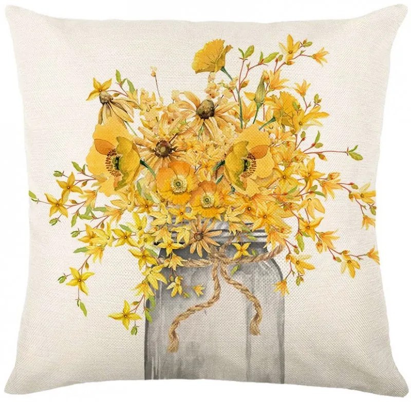 Ľanový povlak na vankúš BLOSSURA 45x45 cm, krémový