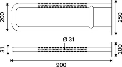 Nimco Pevné podperné madlo 900 mm - BMUC 9090-90, čierne