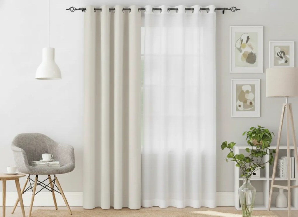Bielo-krémový záves OXFORD 140x250 cm Zavesenie: Riasiaca páska