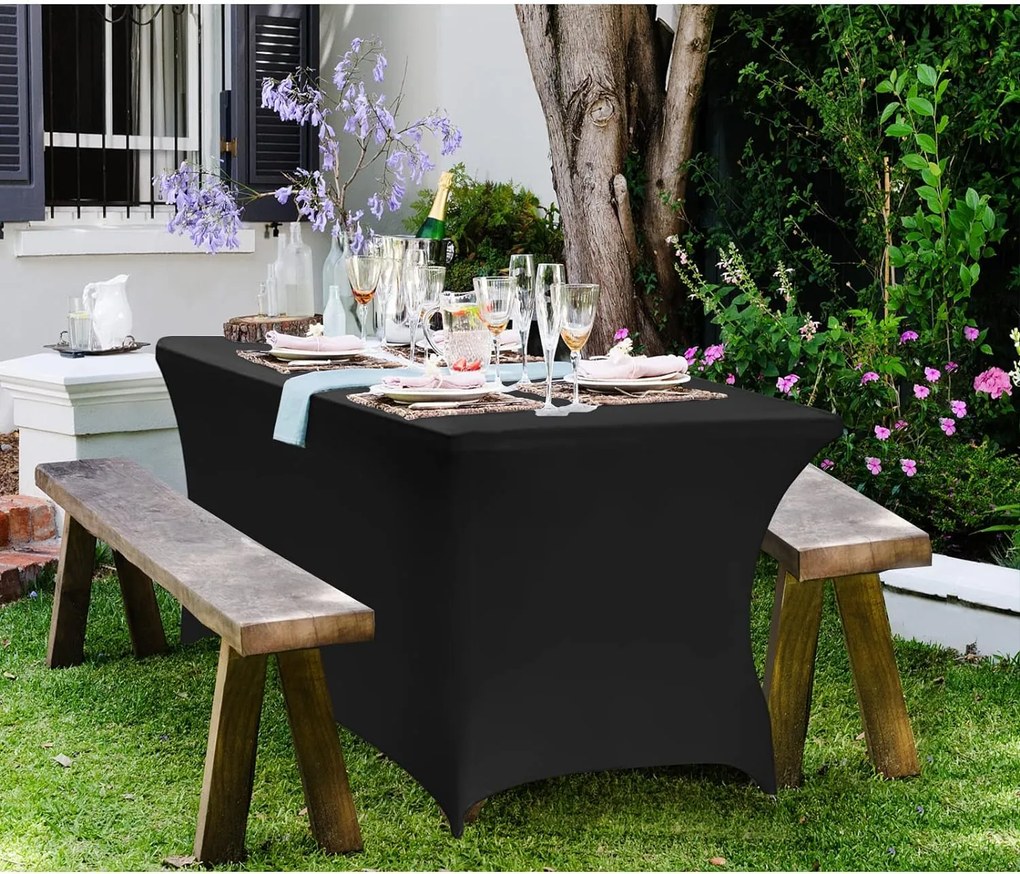 MultiGarden Viacúčelový elastický poťah na cateringový stôl 240 cm - čierna MultiGarden