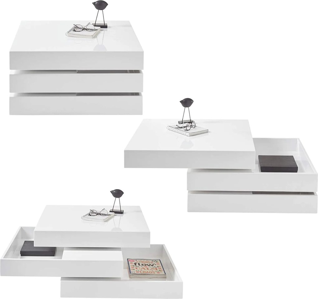 Sconto Konferenčný stolík SEATTLE biela, vysoký lesk