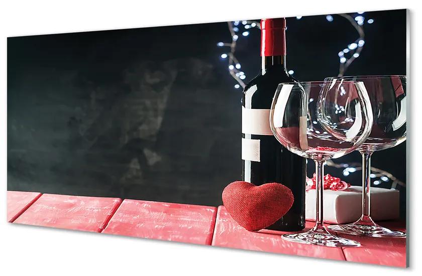 Nástenný panel  Heart of glass poháre na víno 100x50 cm