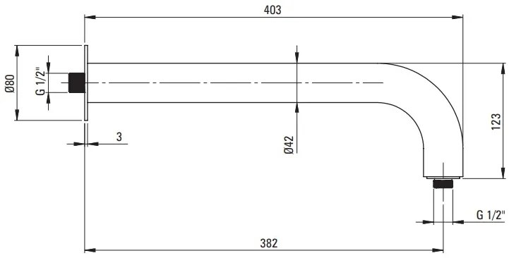 Deante Silia, nástenné sprchové rameno 403mm, zlatá matná, DEA-NQS_R41K