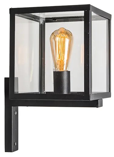 Priemyselná štvorcová vonkajšia nástenná lampa čierna IP23 - Rotterdam