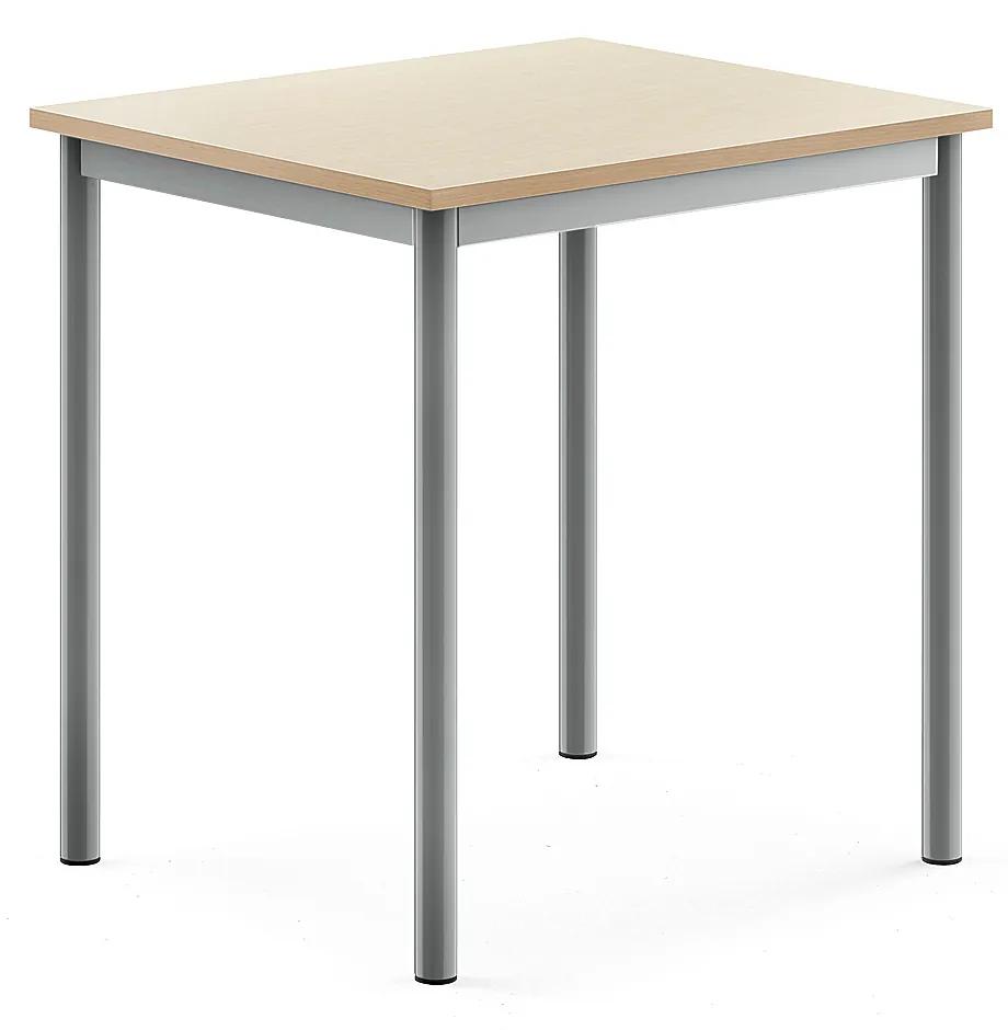 Stôl SONITUS, 700x600x720 mm, HPL - breza, strieborná