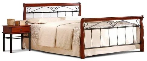 Kovová posteľ Verona 160x200, čerešňa, čierna, bez matraca