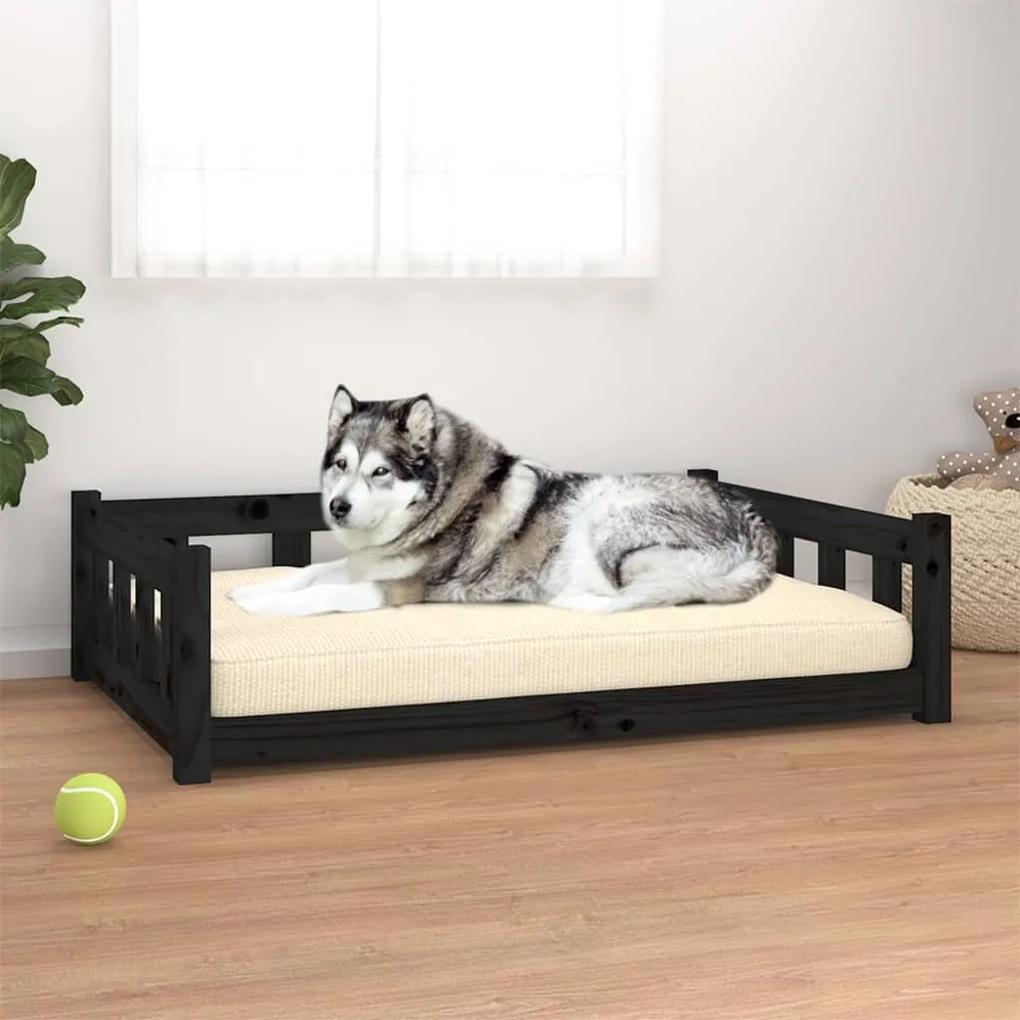 Psia posteľ čierna 105,5x75,5x28 cm masívna borovica 832697