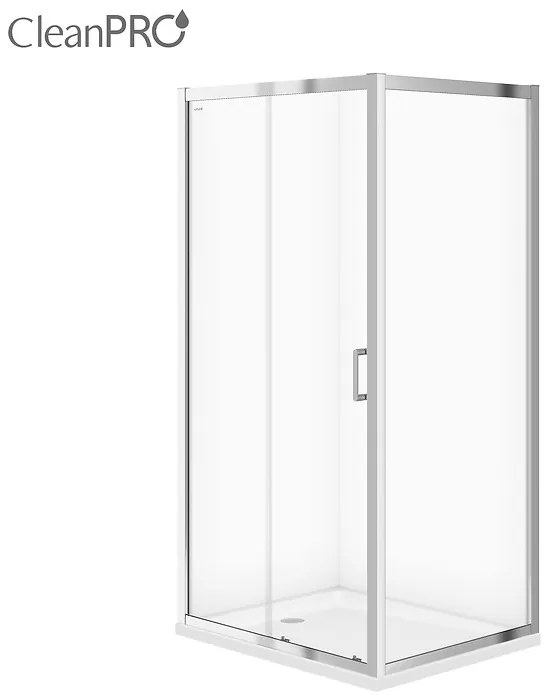 Cersanit Arteco, sprchový kút s posuvnými dverami 100 (dvere) x 80 (stena) x 190 cm, 5mm číre sklo, chrómový profil, S157-011