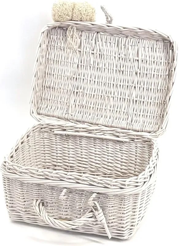 Prútený kufrík - biela