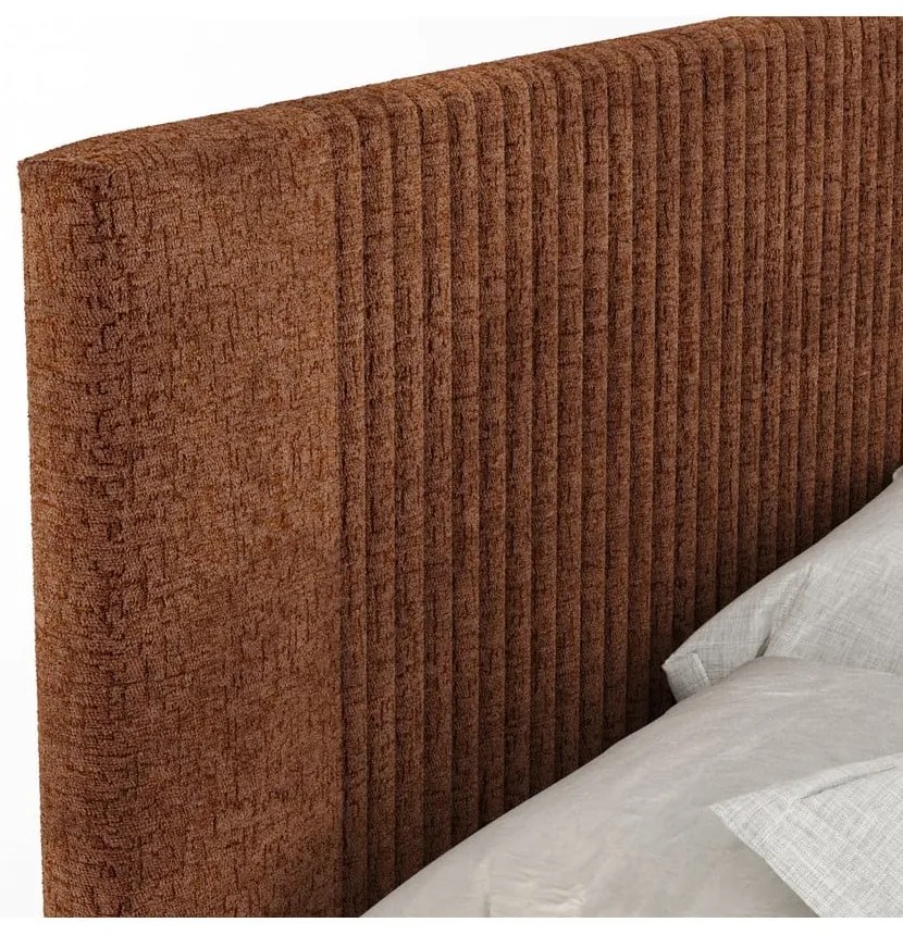 Oranžová boxspring posteľ s úložným priestorom 160x200 cm Bergamo – Maison de Rêve