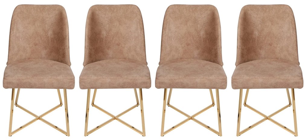 Súprava 4 ks jedálenských stoličiek Madrid hnedá/zlatá