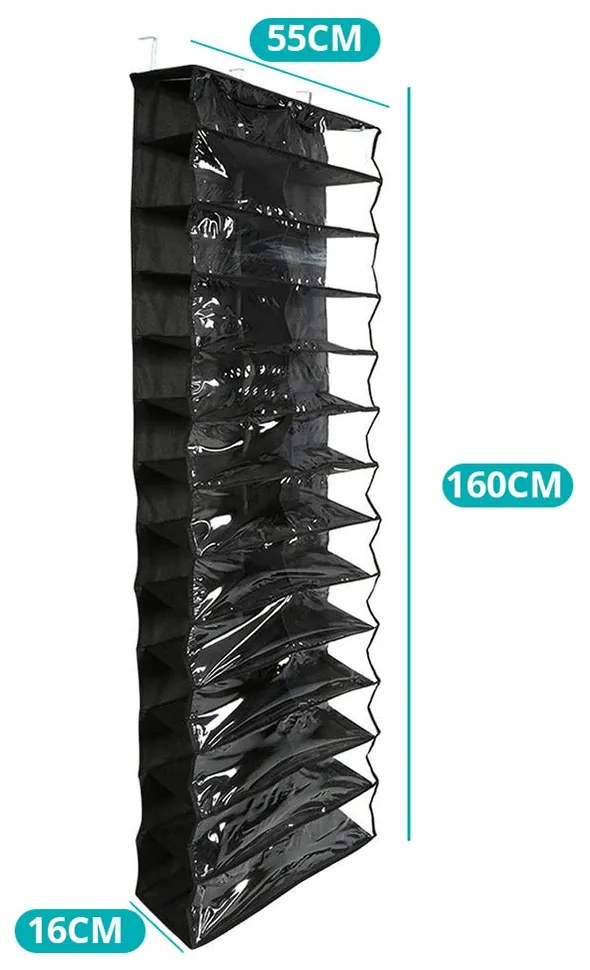 Závesný organizér obuvi- 160x55x16 cm - čierna