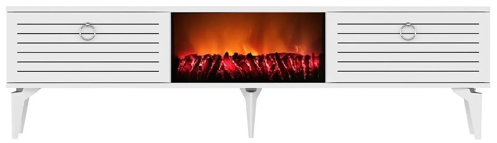 TV stolík/skrinka s krbom Sulotu 2 (biela) . Akcia -18%. Vlastná spoľahlivá doprava až k Vám domov. 1095516