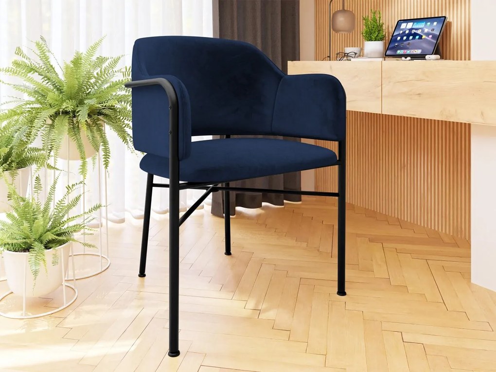 Čalúnená jedálenská stolička Uzpira, Dostupné poťahy: Magic Velvet 2216, Farby: čierna