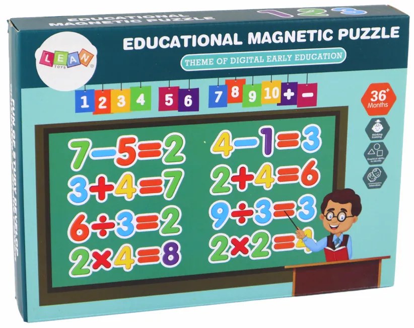 Lean Toys Sada edukačných magnetických puzzle – Matematické počty