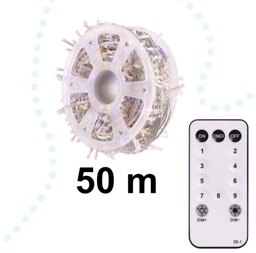 Farebná LED svetelná reťaz, 50 m | BCX5236