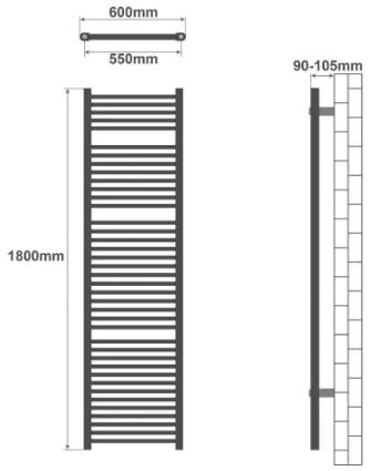 AQUAMARIN Vertikálny kúpeľňový radiátor, 1200 x 600 mm
