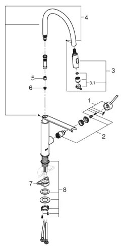 GROHE 31491DC0 - Drezová batéria CONCETTO DN 15 nerez