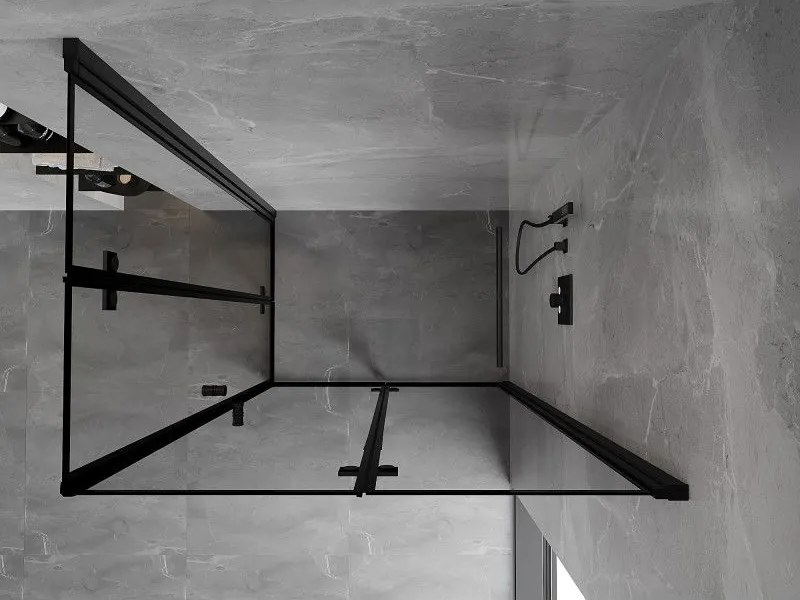 Mexen Mist-F Duo, skladací sprchový kút 95 x 100 cm, číre sklo-čierny rám, 8A6-095L-100P-70-70