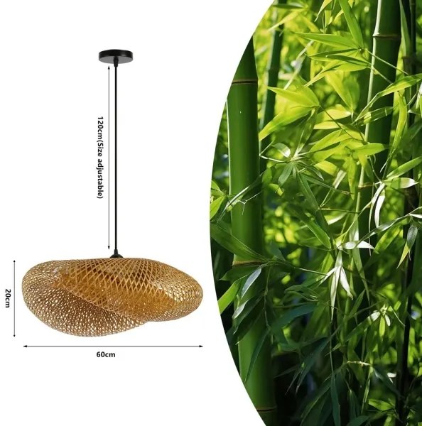 Immax 08269L - Luster na lanku HILO 1xE27/40W/230V pr. 60 cm bambus