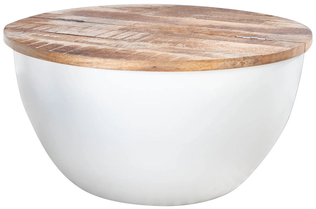 Konferenčný stolík Industrial Storage 60cm biely Mango