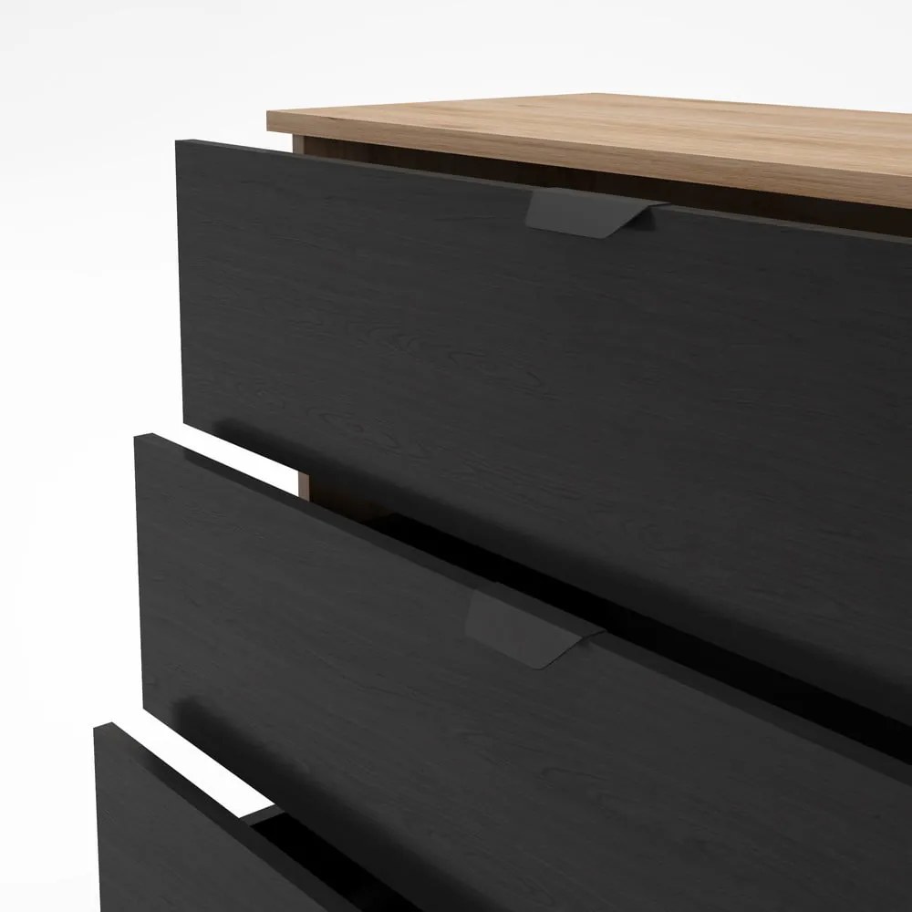 Komoda v dekore duba v čierno-prírodnej farbe 100x80x40 cm Dennis – Marckeric