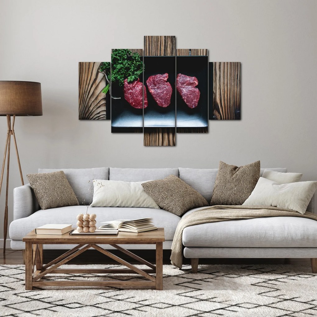 Obraz mäsa na tanieri (150x105 cm)