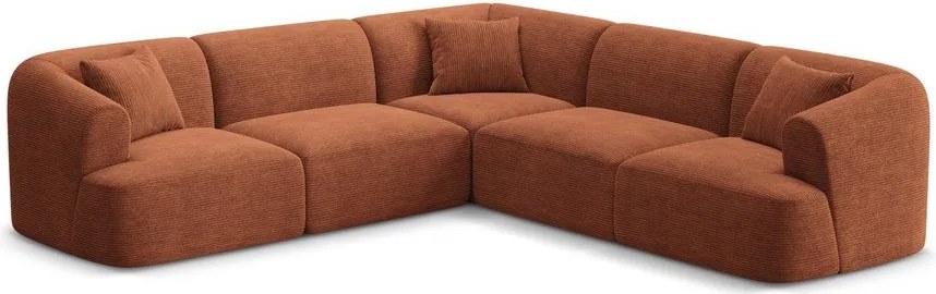 Menčestrová rohová pohovka v terakotovej farbe Campi – Cosmopolitan Design