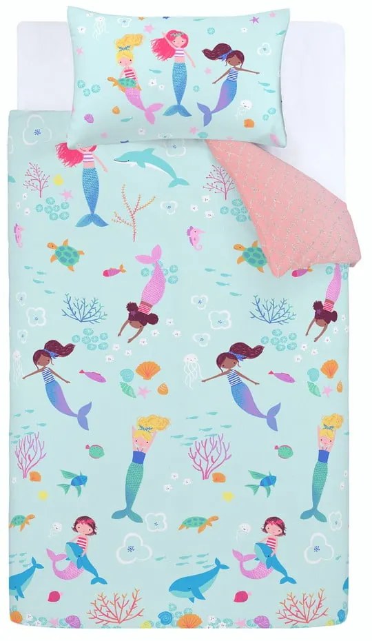 Modré detské obliečky na dvojlôžko 200x200 cm Mermaid – Catherine Lansfield