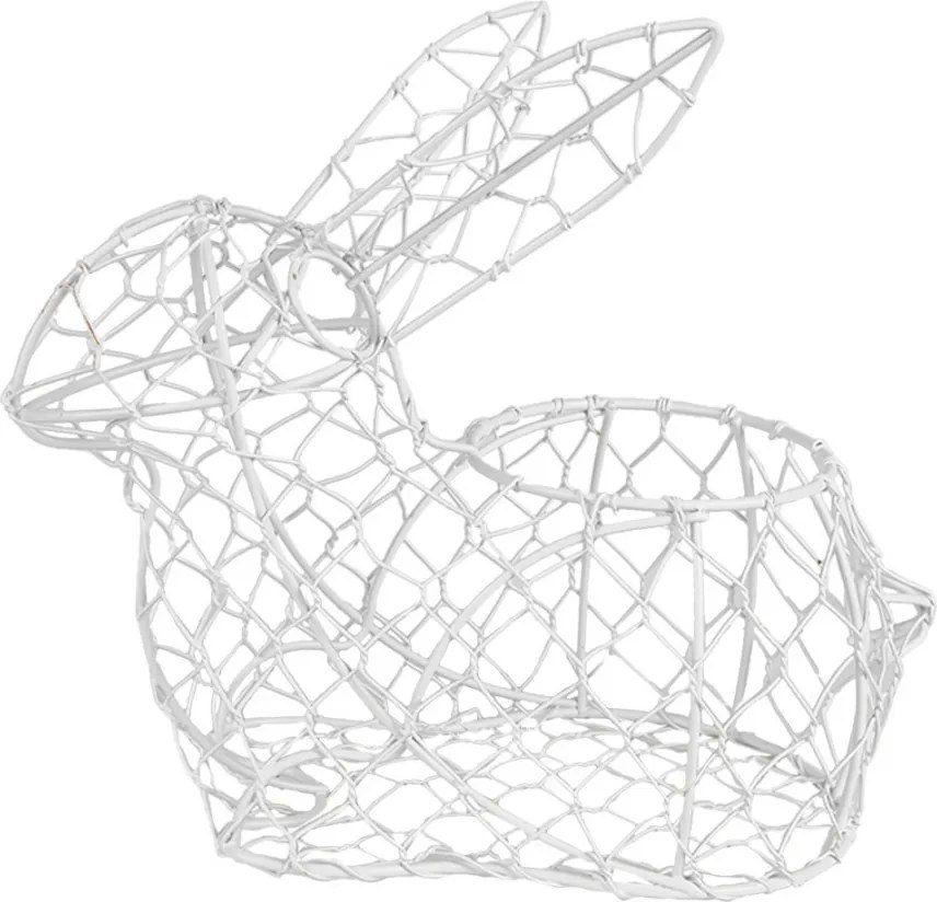 Biely drôtený dekoračný košík králik Bunny S - 22*11*22 cm