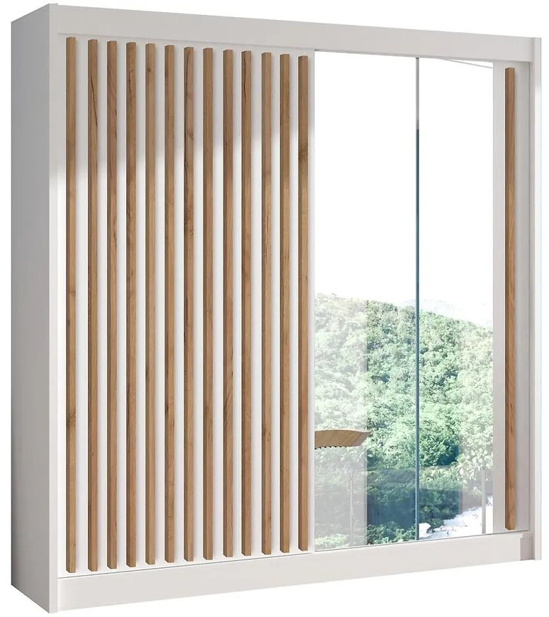 Skriňa Ladder 203 biela/lamely dub craft