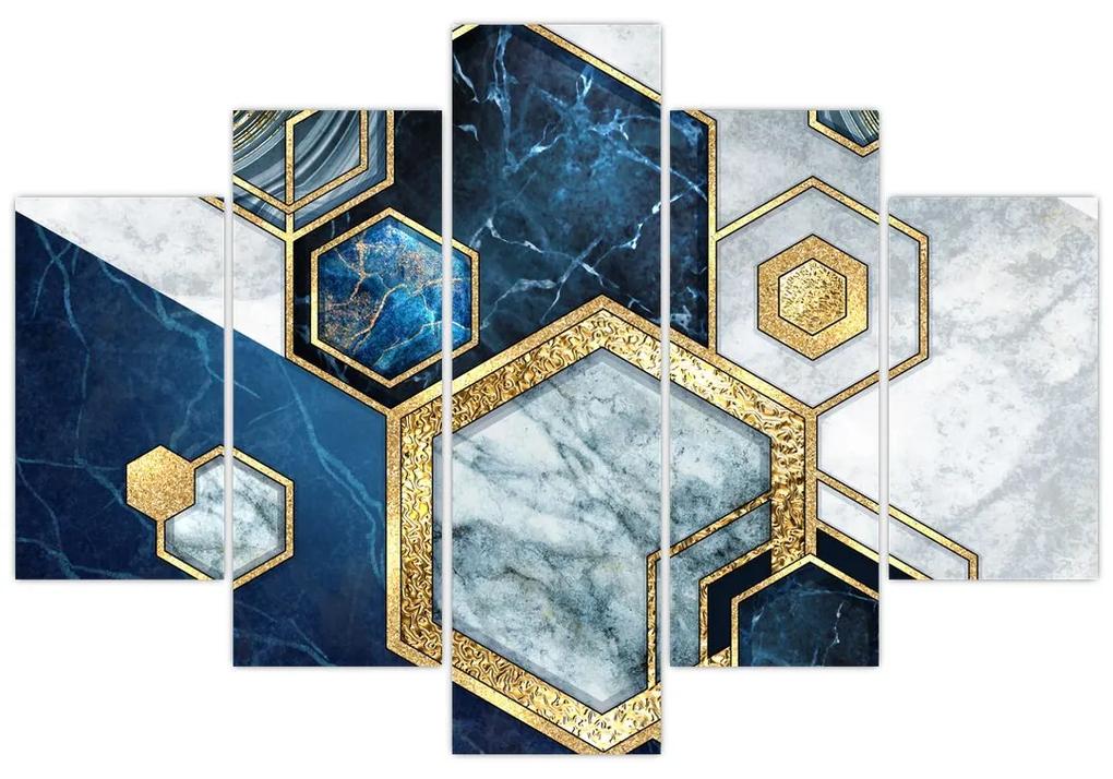Obraz - Mramorové hexagóny (150x105 cm)